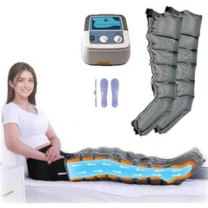 XJZHANG Pressoterapia Gambe Linfodrenaggio 6 Camere, Pressoterapia Professionale Per Casa, Massaggiatore Gambe, Lymphatic Drainage, Riduce Lipedema e Cellulite, Pressione e Timer Regolabili(Grey Legs)
