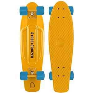 Sport1 Skateboard bambino Skateboard adulto professionale ragazzo cruiser bambini skate ragazza carver skateboard penny board (STREET CRUIZER GIALLO)