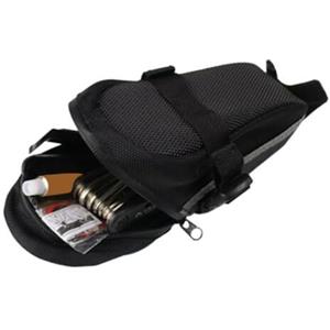 Lagomloot Borsa da sella per bicicletta, in tela impermeabile, con striscia riflettente e chiusura con cerniera, portaoggetti posteriore per portafoglio, telefono, attrezzi, nero, 20 x 8 x 6 cm