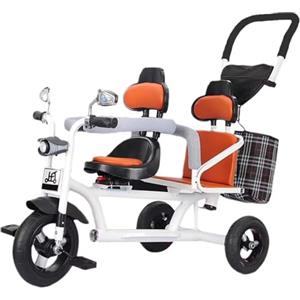 NDLHXKFRP Triciclo pieghevole con pedali, Triciclo tandem con modalità spinta e pedale multicolore(White)