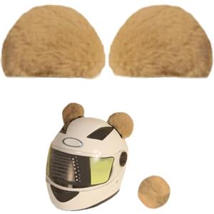 KORKUS Moda Orso Orecchie Casco Decorazione Casco Accessorio Peluche Casco Orecchie Casco Corni per Moto Casco Sci Khaki