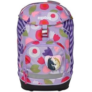 ergobag Prime Zaino Scolastico elementare per Bambini, Idrorepellente, ergonomico, 20 litro, 1100g Flower PowBear - Lilla