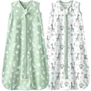 Mosebears Sacco nanna Estivo per Bambini, 0,5 Tog 100% Cotone Traspirante (Verde, M (6-12 mesi))