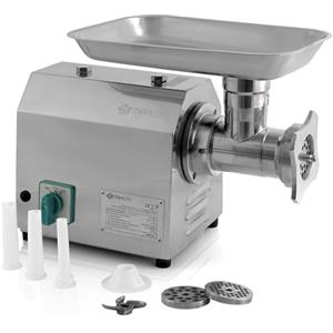 Mahlzeit Tritacarne elettrico professionale in acciaio inox | 750W - 150kg/h | Macchina per carne per salsicce di qualità gastronomica| Tritacarne con riempimento