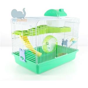 Pet's Solution - Gabbia a 2 Piani per Criceti e Piccoli Roditori, Colorata e Robusta, con Casetta, Scivolo, Ruota, Beverino e Ciotolina per Cibo - Verde