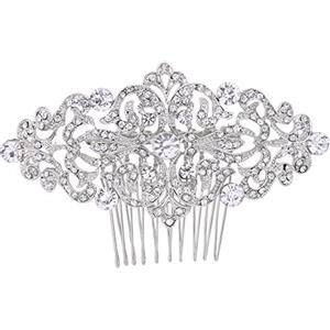Ever Faith Cristallo austriaco Art Deco capelli nuziale pettine - Trasparente N04307-1