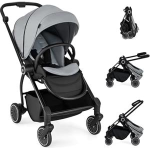 LIFEZEAL Passeggino Ultraleggero per Bambini 0-36 Mesi, Portata 30kg, Passeggino Compatto a Ombrello, Viaggio, Aereo, Pieghevole, Regolabile, Reversibile, Cintura di Sicurezza, Ruote, Freno, Parasole