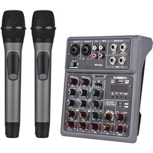 summina Mixer Audio, Console Di Mixaggio A 6 Canali Con 2 Microfoni Wireless Mixer BT OTG 4 Effetti Di Scena DSP Alimentazione Phantom 48v Scheda Mixer DJ Professionale Per Home Theater