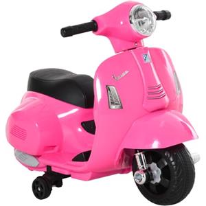 HOMCOM Moto Elettrica per Bambini 6V Vespa Ufficiale 66.5x38x52cm Rosa | Motorino Elettrico per Bambini 18-36 Mesi, Batteria, Fari, Clacson