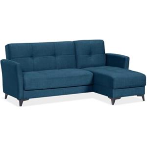 EVERGREENWEB MATERASSI & BEDS EVERGREENWEB Divano letto 3 Posti con Contenitore Trasformabile, Divano Angolare con Penisola Chaise Longue, Schienale Reclinabile 3 Livelli Clic Clac, Morbido Tessuto Imbottito Blu, Braccioli Slim