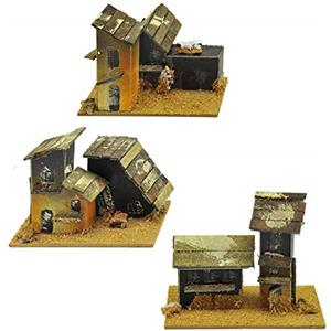 Aurora Store.it Kit 4 Casette Presepe Casolare del Borgo Piccole Media Misura 13x8x h.10 cm Box Set assortite Napoletano Casine da Decorare con tegole in Legno per Montagne pastori