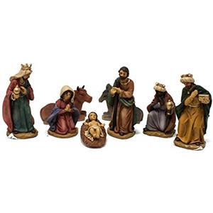 Joy Christmas Natività in Resina Completa 9 cm Set 8 Pezzi Presepe - 48200