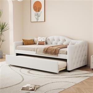 Cayipng Divano letto trasformabile 2 posti 90x200,giroletto,divano letto trasformabile,letto matrimoniale con contenitore,chaise longue con letto estraibile,divano letto(senza materasso) lino beige