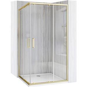 Rea - Box Doccia City 80X100 Brush Gold Cabina Doccia Senza Piatto Doccia Vetro Di Sicurezza Temperato Transparent 4mm, 5mm (Oro Spazzolato)