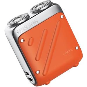 METZ Skyworth Metz Traveller Rasoio Elettrico Uomo, Rasatura Secco Umido IPX7 Motore 9000 RPM, Testina Magnetica Rimovibile, Lame Autoaffilanti 9×2, Autonomia 45 Giorni, Ricarica Rapida 1h USB-C, Arancione