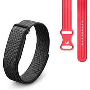 Google Fitbit Air - Activity tracker senza schermo con monitoraggio di fitness - Compatibile con iOS e Android - Nero ossidiana + Cinturino sportivo per Fitbit Air - Rosso lampone, large