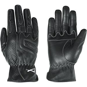 A-Pro Guanti in pelle A-Pro per moto e scooter, Pelle di vitello perforato, Neri, Taglia L