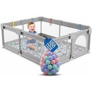 Avilia - Box Bambini Pieghevole per Interni ed Esterni con Area Gioco Sicura, Piscina con Palline Incluse, Struttura Stabile con Ventose e Anelli di Supporto per Uso Quotidiano
