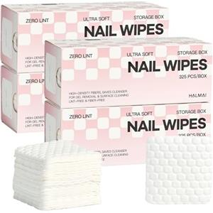 HALMAI 1300 Salviette Unghie Senza Pelucchi, Senza Acetone, Compatibili con Acetone Dischetti Rimuovi Smalto con Water-Lock, Alta Assorbenza, Per Rimozione Unghie Gel & Acriliche
