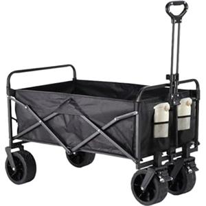 Zendea - Carrello con Ruote Portatutto Pieghevole 82,5x54,5x99,5 cm in Acciaio Antracite, Portata 160 kg, Richiudibile Salvaspazio per Spesa, Spiaggia, Campeggio e Giardino