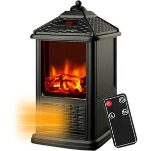 Avilia Caminetto Elettrico da Tavolo con Telecomando 1000W - Timer Programmabile Fino a 12 ore e Controllo da Remoto - Design Elegante e Versatile Grazie alle sue Dimensioni 32x18,5x18,5cm