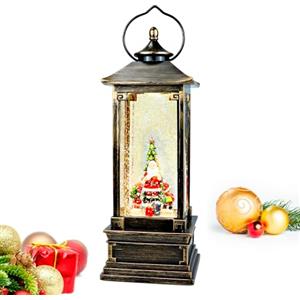 Avilia Lanterna Natalizia Animata con Musica e Luci Led 29x14x14cm - Ideale per Decorare Casa Durante le Feste Natalizie - Realizzata in Materiali Resistenti e Dipinta a Mano si Adatta ad Ogni Casa