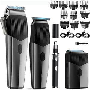 BESTBOMG Tagliacapelli Uomo Professionale, Macchinetta per Capelli Senza Fili, Tagliacapelli per il Naso, Elettrico Barba, Taglio di Capelli con Pettine Limite