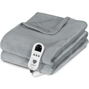 Wintem - Coperta Termica Elettrica Fluffy con 8 Livelli di Temperatura Termocoperta Maxi 160x120 cm in Flanella per Letto e Divano