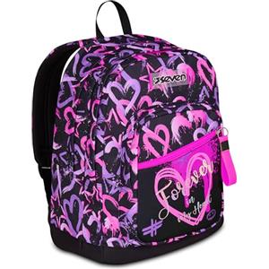 Seven Zaino Doppio Scomparto New Fit, Rosa, Tasca Porta Borraccia, Maxi Capienza, Schienale Preformato, Zaino Scuola, Bambina e Ragazza