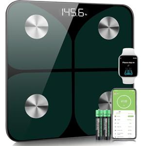 Foryond Bilancia Pesapersone Digitale Professionale Impedenziometrica Senza Fili Intelligente per IOS&Android Integrata con 13 Indici di Misurazione Massa Grassa,Massa Magra e Metabolismo Basale,28*28cm,Verde