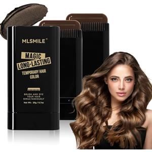 MLSMILE Pettine per tintura per capelli, sicuro, pratico, impermeabile e resistente al sudore, colore marrone, penna di correzione colore 2 in 1 con pettine per coprire capelli grigi e bianchi
