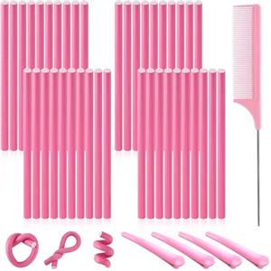 Puedno 40 bigodini di papilotta, in gommapiuma, 14 mm, senza calore, per dormire per capelli lunghi e corti, rosa