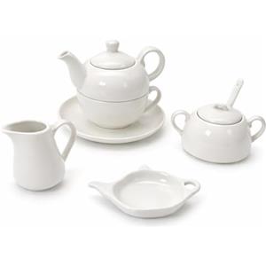 Leonardo Luxury Home Design Set 4 Pezzi Porcellana Bianca Tazza Teiera 400 ml Zuccheriera Mini Bricco Porta Bustine Esaurite The Elegante Idea Regalo(Tazza+Zuccheriera+Bricco+PortaBustineEsaurite)