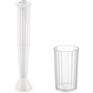 Alessi Plissé MDL10 W - Frullatore a Immersione di Design con Bicchiere Graduato, in Resina Termoplastica, Spina Europea 500W, Bianco