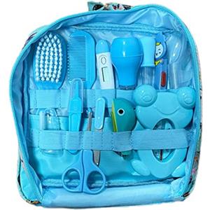 Pineeseatile Kit per toelettatura per bambini, Kit sanitario e per toelettatura per bambini Aspiratore nasale Tagliaunghie Set di spazzole per capelli Cura della pulizia quotidiana del neonato 13 pezzi/set, Stile