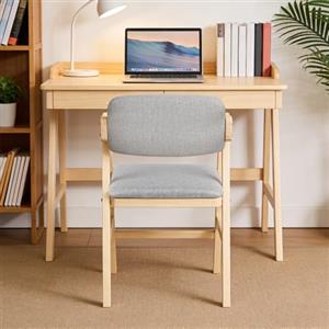 HUOLE Seggiolone Pappa in Legno, Sedia da Bambini per Studio e Mangiare, Altezza Regolabile da 35 a 51 cm, Carico da 90KG, per Bambini 8+ Mesi (48 * 46 * 78 cm - Grigio (1 pezzo))