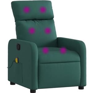 vidaXL Poltrona Massaggiante Reclinabile Verde Scuro in Tessuto
