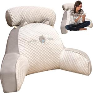 HunicandIU Cuscino per schienale con braccioli e cuscino cervicale rimovibile, cuscino da lettura per letto, cuscino da lettura, cuscino per libri con rivestimento lavabile, cuscino multifunzione per leggere e