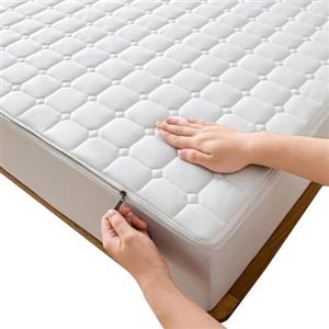 ELYSYSRL Coprimaterasso con Cerniera Fodera Materasso Matrimoniale/Singolo 160x190/200 Personalizzabile Copri Proteggi Materasso Trapuntato Lavabile Imbottito Lenzuolo(Bianco,80x190x12cm)