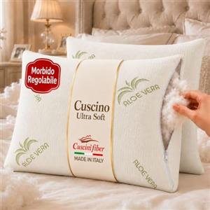 cuscini fiber - 2 Cuscini Letto Matrimoniale Ultra Soft Imbottiti con Fibra di Poliestere Molto Morbida, il Guanciale Letto Possiede un'Altezza di 15cm REGOLABILE con Comoda Zip (Aloe)