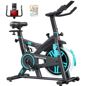 Toputure 2025 Toputure Cyclette da Casa con App, Cyclette per Casa con Resistenza Magnetica 0-100%, Volano da 15kg, Sistema di Ammortizzazione, Schermo LCD, Supporto fino a 160kg