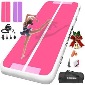 DOBESTS Airtrack Tumbling Matte, tappetino da ginnastica con pompa ad aria, 2/3/4/5/6m tappetino da allenamento con borsa per il trasporto (rosa e viola, 600x100x20 cm)
