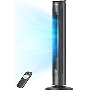 Pelonis Ventilatore Torre Silenzioso, 4.2m/s con Telecomando, Timer 9H, 4 Modalità 5 Velocità, Modalità SMART, Display LED per Camera Ufficio