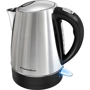 KitchenBoss Bollitore Elettrico in Acciaio Inox 1,7 L：Bollitore Elettrico 2100W, con Filtro Rimovibile, Indicatore del Livello dell'Acqua, Base Rotante a 360°, Spegnimento Automatico