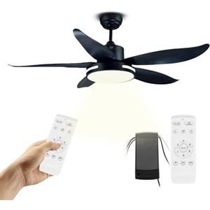 Avilia Ventilatore da Soffitto con Luce e 5 Pale, Lampadario Ventilatore da Soffitto con Telecomando, Funzione Estate/Inverno e Design Silenzioso