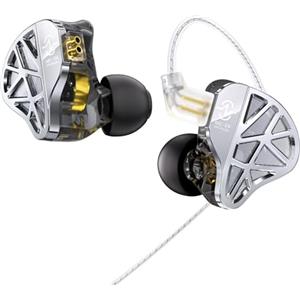 keephifi CCZ MC04 IEM, Auricolari con Filo Spina da 3,5mm Cavo Staccabile in OFC Placcato Argento, Cuffie In Ear Gaming con Driver Ibrido 10mm 1DD+1BA, In Ear Monitor con Bassi Profondi per Musicisti