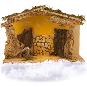 Avilia Capanna in Legno per Presepe di Natale 26x50x29cm - Presepe Vuoto con Porta Apribile e Comoda Base Rialzata - Ideale per le Decorazioni Natalizie e Ottima Come Idea Regalo - Resistente