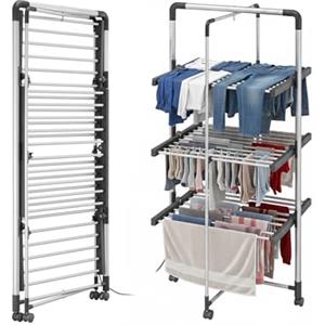 Wintem Iside Stendibiancheria a Torre Stendino Elettrico con 3 Piani Riscaldanti Stendi Biancheria richiudibile 300 Watt