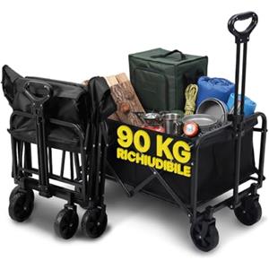 Avilia - Carrello con Ruote Portatutto Pieghevole 72x47x60/85 cm in Acciaio Antracite, Portata 90 kg, Richiudibile Salvaspazio per Spesa, Spiaggia, Campeggio e Giardino