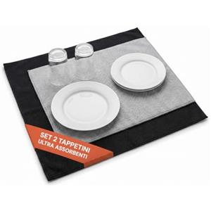 Avilia - Set 2 Tappetini Scolapiatti Cucina Ultra-Assorbente - Poliestere 9mm Antiscivolo - Asciugatura Rapida Piatti Bicchieri - Protezione Superfici Anti-Calore - Sottopentola Lavello